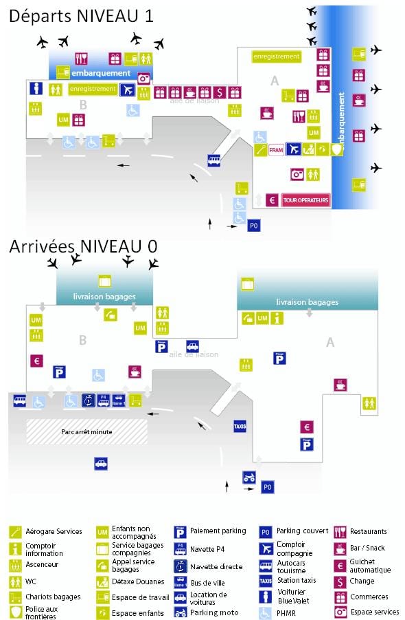 mapa ng Bordeaux airport