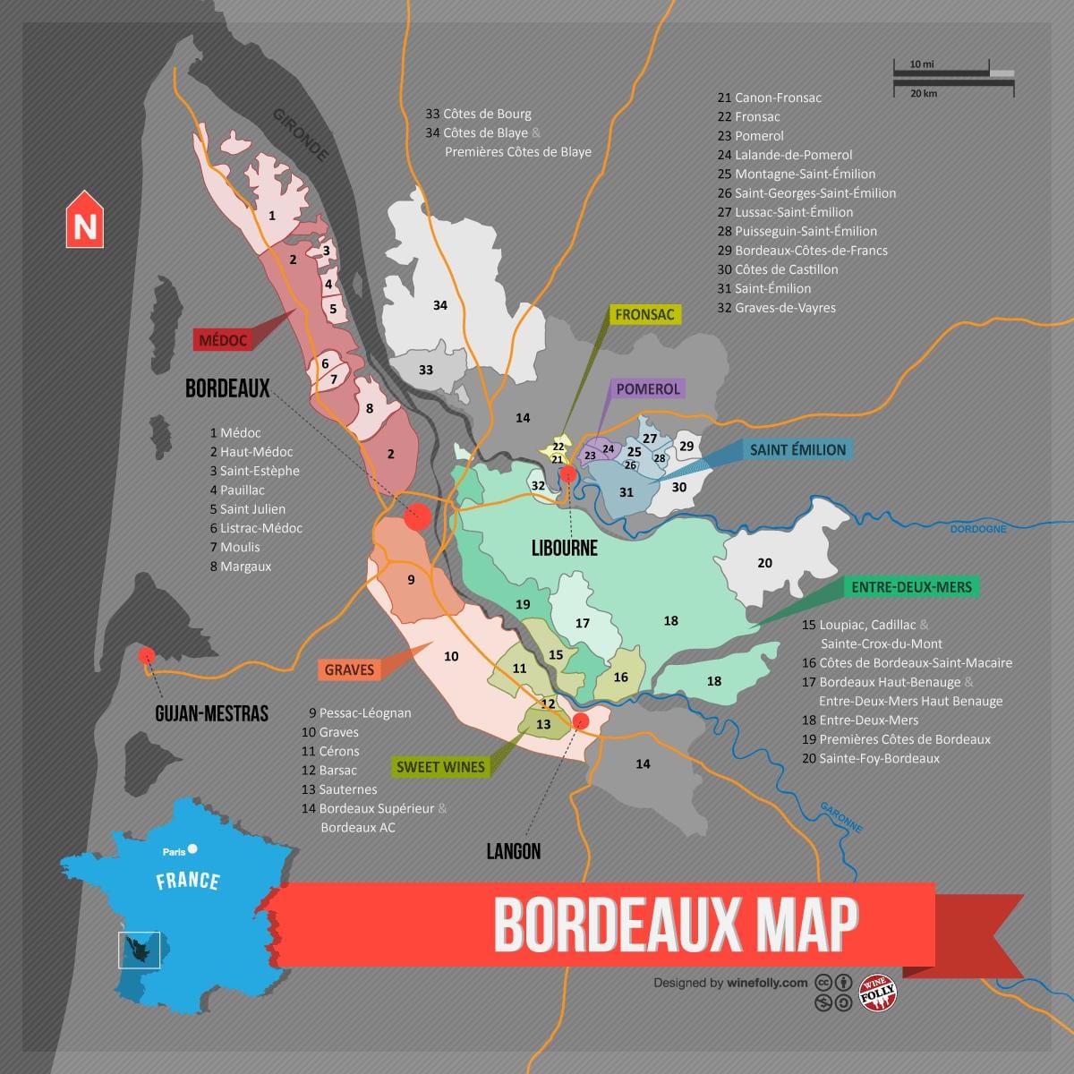Bordeaux alak mapa ng bansa