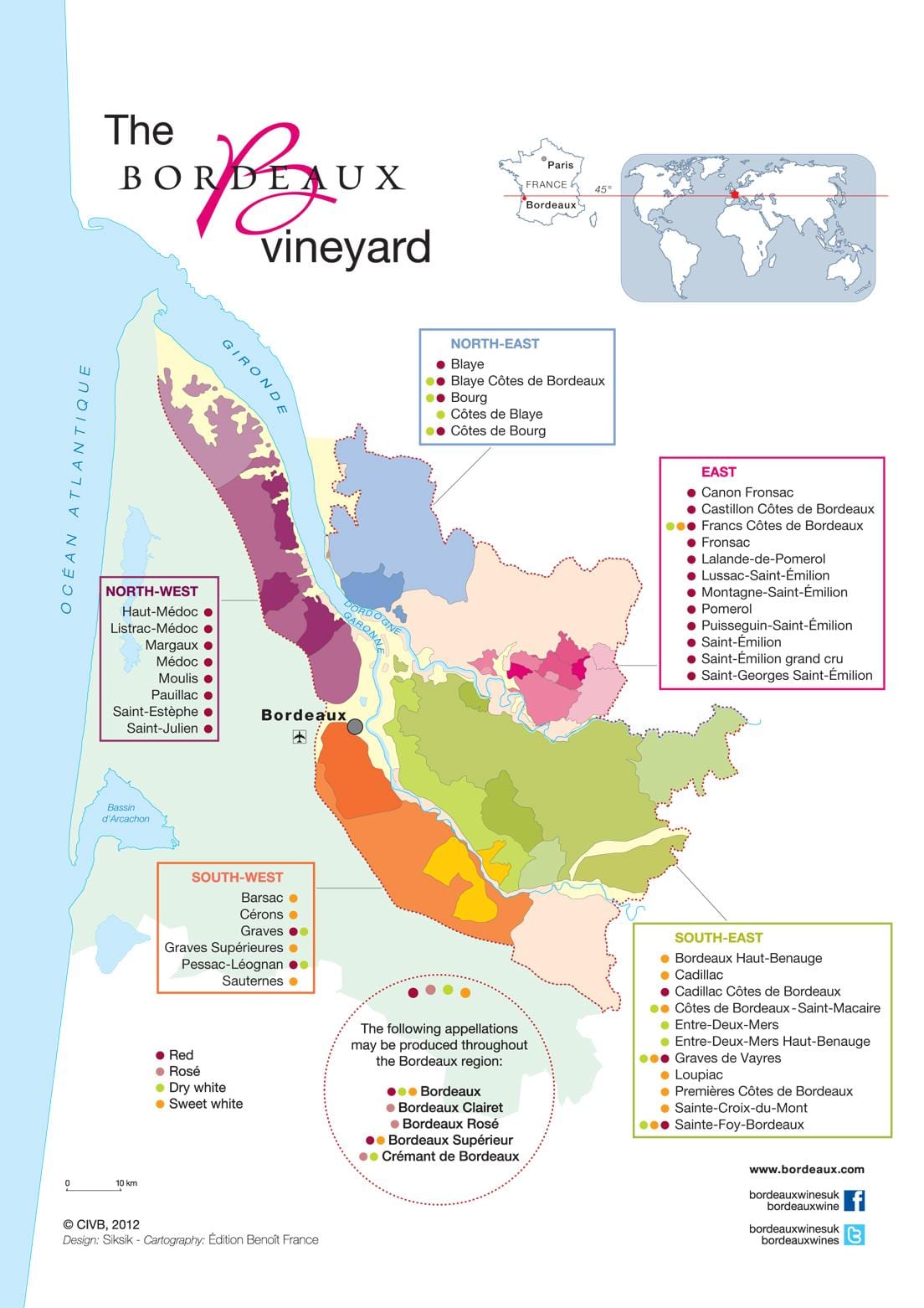 mapa ng Bordeaux alak bansa