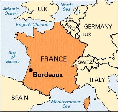 Bordeaux sa mapa