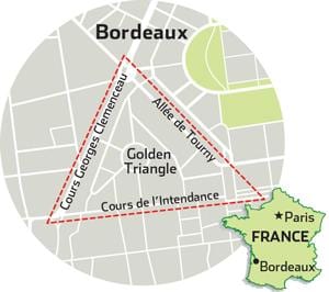 mapa ng Bordeaux golden triangle 