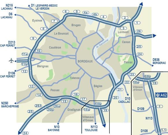 Bordeaux mapa ng daan