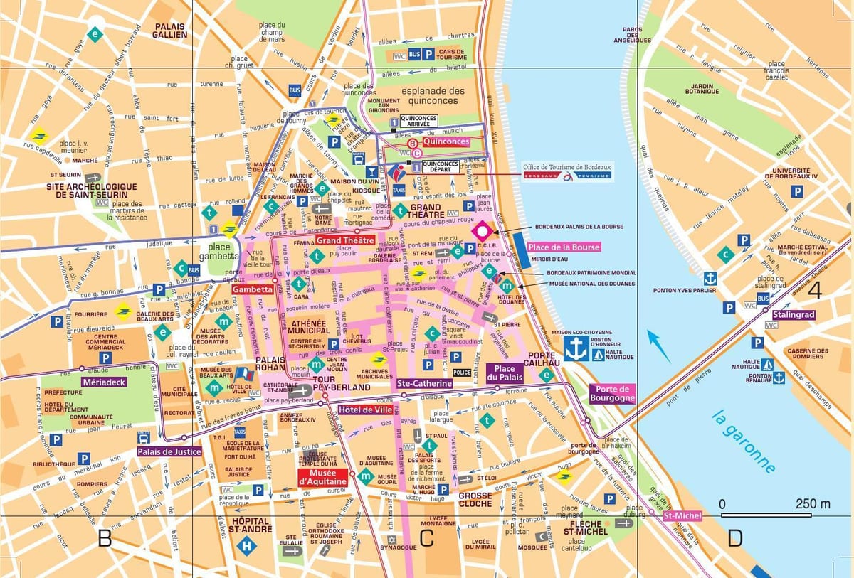 mapa ng Bordeaux lumang bayan