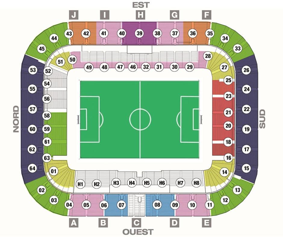 mapa ng Bordeaux stadium