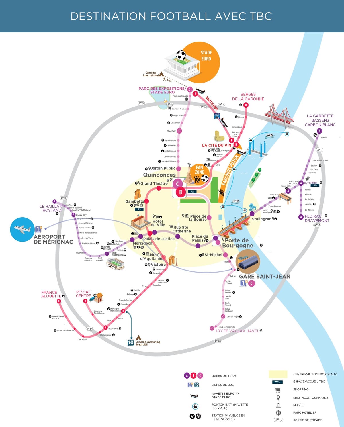 Bordeaux pampublikong sasakyan mapa