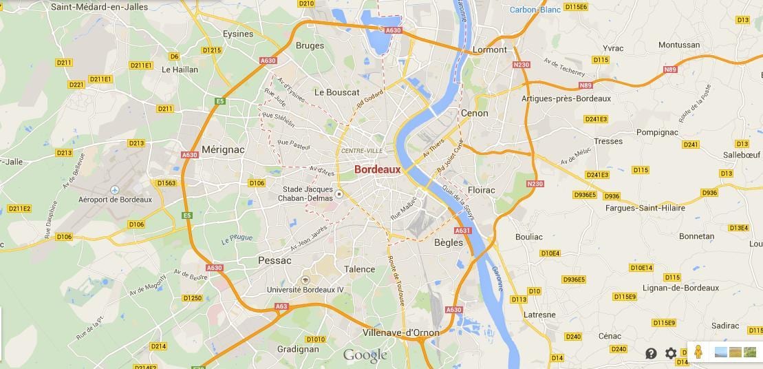 mapa ng Bordeaux lugar sa france